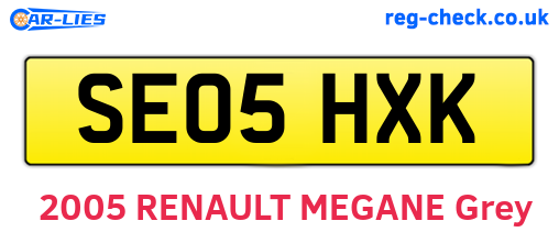 SE05HXK are the vehicle registration plates.