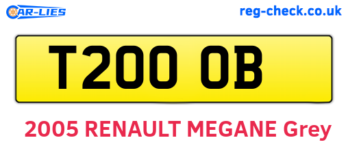 T20OOB are the vehicle registration plates.