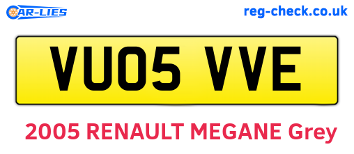 VU05VVE are the vehicle registration plates.