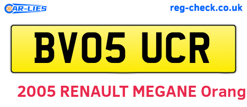 BV05UCR are the vehicle registration plates.