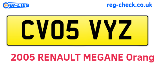 CV05VYZ are the vehicle registration plates.