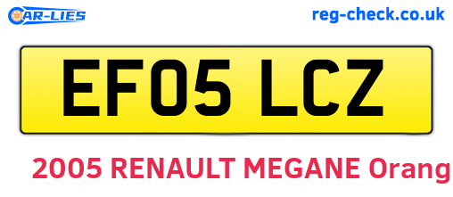 EF05LCZ are the vehicle registration plates.