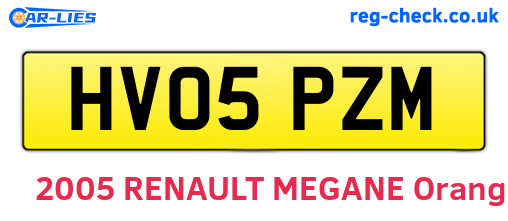 HV05PZM are the vehicle registration plates.