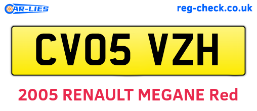 CV05VZH are the vehicle registration plates.