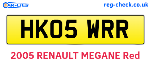 HK05WRR are the vehicle registration plates.