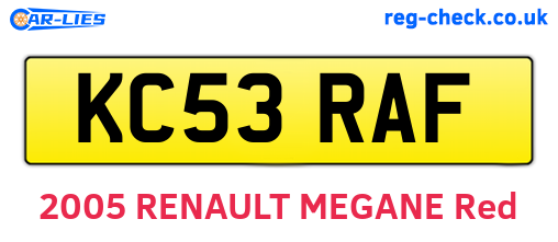 KC53RAF are the vehicle registration plates.