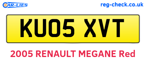 KU05XVT are the vehicle registration plates.