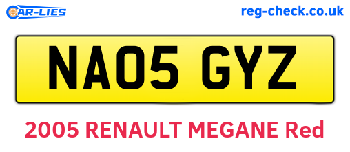 NA05GYZ are the vehicle registration plates.