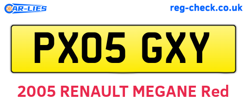 PX05GXY are the vehicle registration plates.