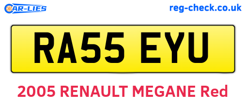 RA55EYU are the vehicle registration plates.