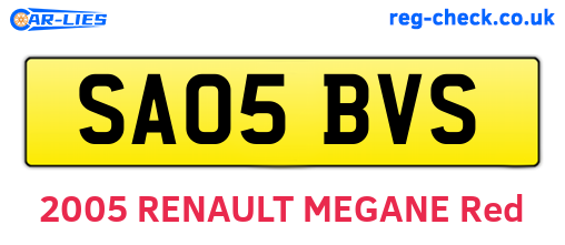 SA05BVS are the vehicle registration plates.