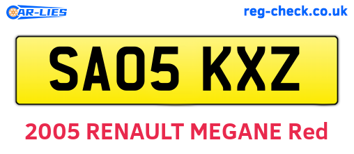 SA05KXZ are the vehicle registration plates.