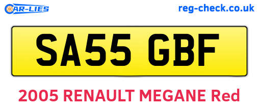 SA55GBF are the vehicle registration plates.