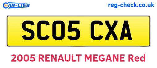SC05CXA are the vehicle registration plates.