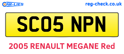 SC05NPN are the vehicle registration plates.