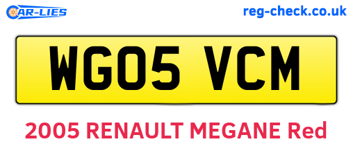WG05VCM are the vehicle registration plates.