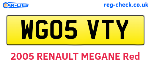 WG05VTY are the vehicle registration plates.