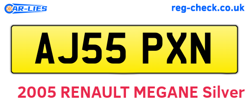AJ55PXN are the vehicle registration plates.