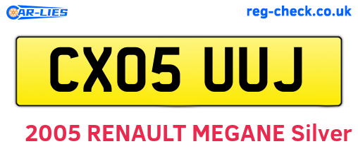 CX05UUJ are the vehicle registration plates.
