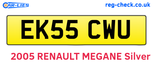 EK55CWU are the vehicle registration plates.