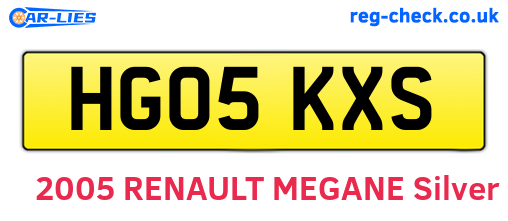 HG05KXS are the vehicle registration plates.