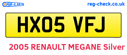 HX05VFJ are the vehicle registration plates.