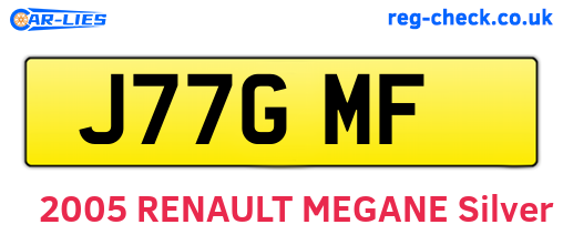 J77GMF are the vehicle registration plates.