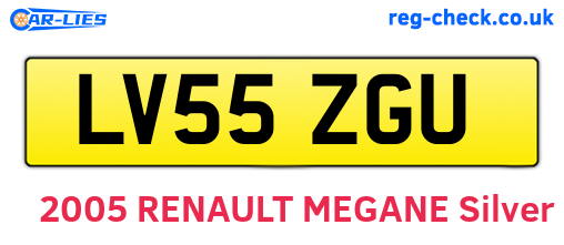 LV55ZGU are the vehicle registration plates.