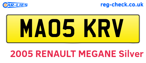 MA05KRV are the vehicle registration plates.