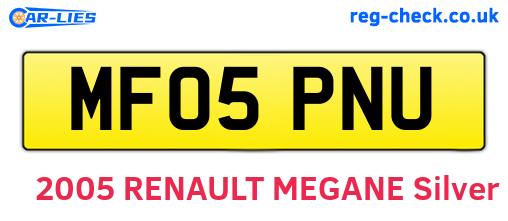 MF05PNU are the vehicle registration plates.