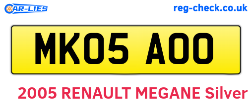 MK05AOO are the vehicle registration plates.