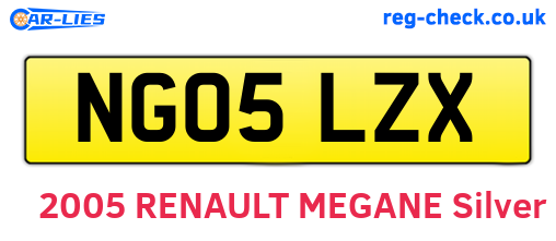 NG05LZX are the vehicle registration plates.