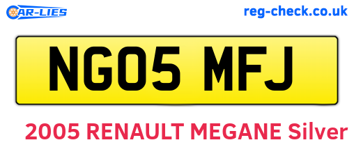 NG05MFJ are the vehicle registration plates.