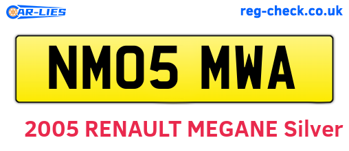 NM05MWA are the vehicle registration plates.