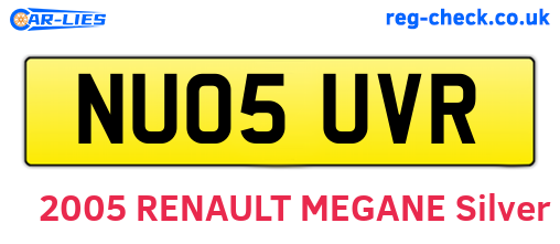 NU05UVR are the vehicle registration plates.