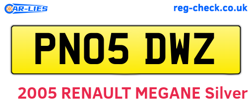 PN05DWZ are the vehicle registration plates.