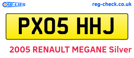 PX05HHJ are the vehicle registration plates.