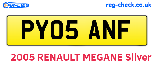 PY05ANF are the vehicle registration plates.