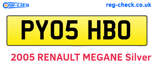 PY05HBO are the vehicle registration plates.