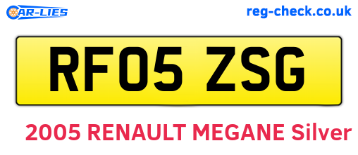 RF05ZSG are the vehicle registration plates.