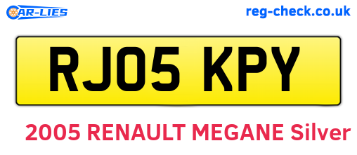 RJ05KPY are the vehicle registration plates.