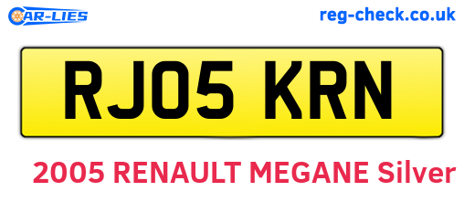 RJ05KRN are the vehicle registration plates.