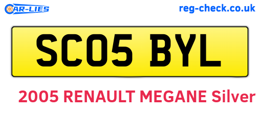 SC05BYL are the vehicle registration plates.