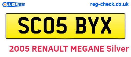 SC05BYX are the vehicle registration plates.