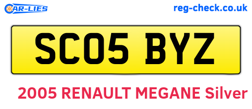 SC05BYZ are the vehicle registration plates.