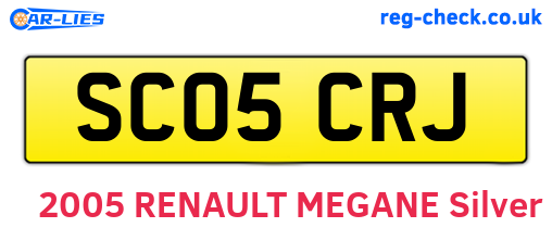 SC05CRJ are the vehicle registration plates.