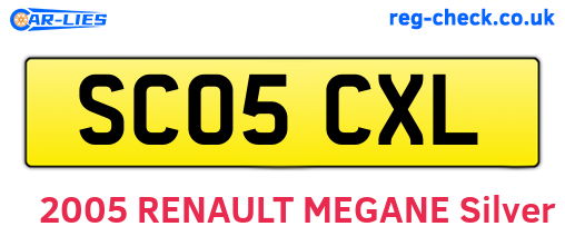 SC05CXL are the vehicle registration plates.