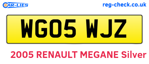 WG05WJZ are the vehicle registration plates.