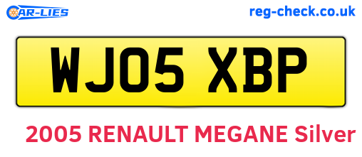WJ05XBP are the vehicle registration plates.
