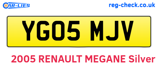 YG05MJV are the vehicle registration plates.